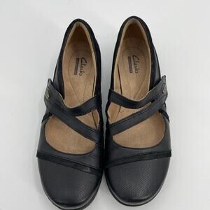 CLARKS Angie Bell Mary Jane Comfort Adjustable Flats Womens 8 Cottage Walking
